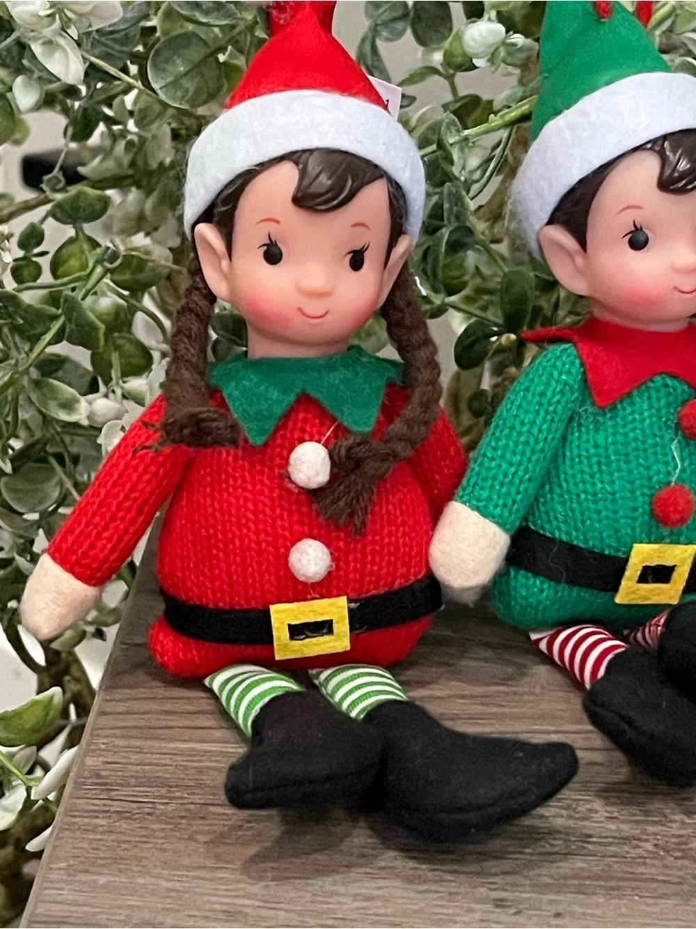 Holiday Elf Plush Dolls-Ornament -Retired Set of 2 Elf’s in New Condition